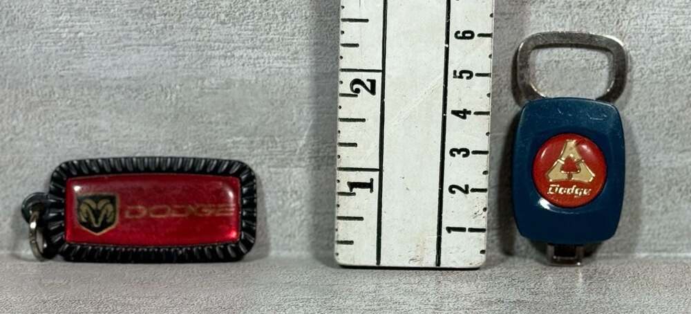 Vintage Dodge Ram Logo Keychain and Dodge Pentastar Bottle Opener Keychain Set